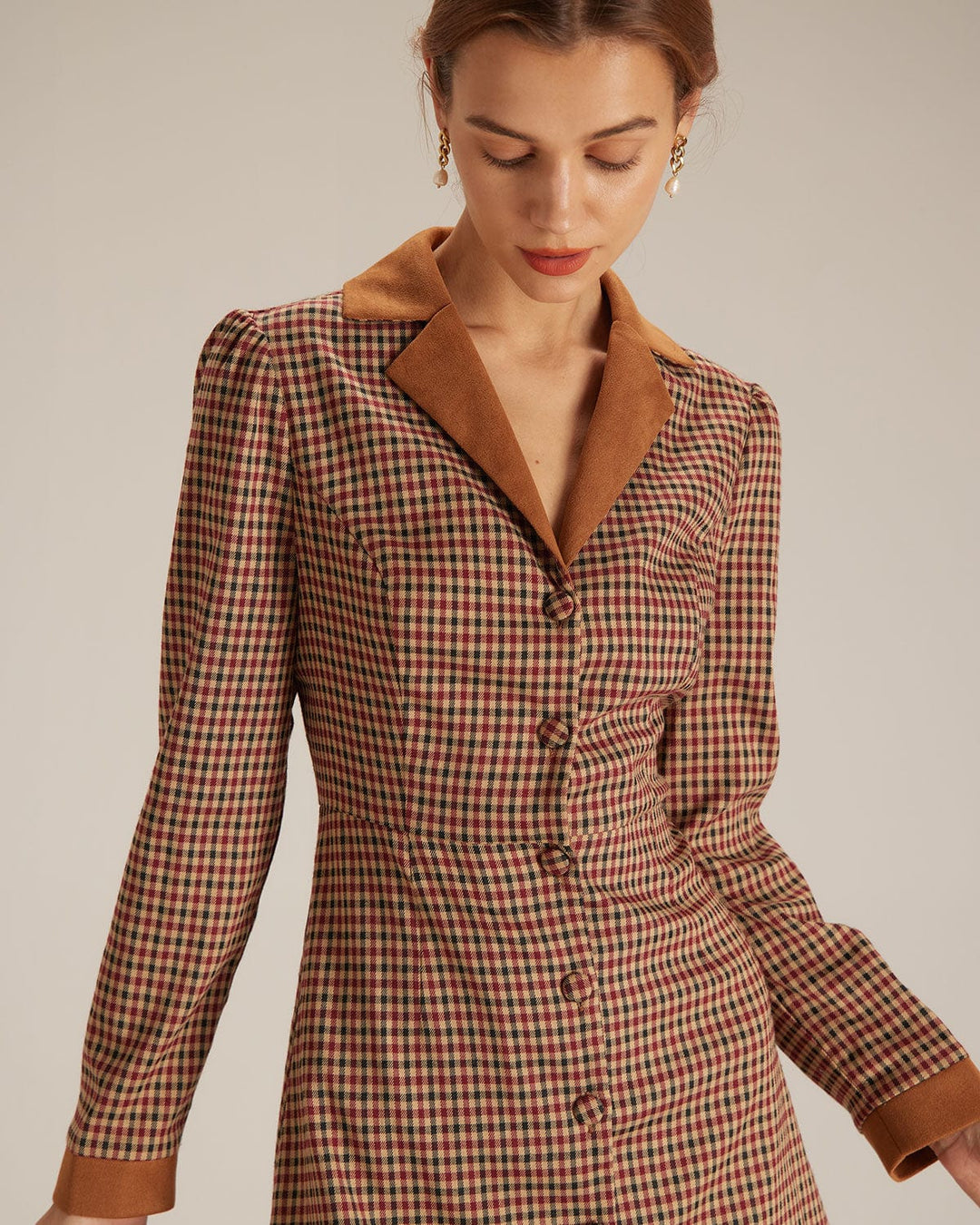 SALE | Mini Suede Plaid Dress with Blended Details