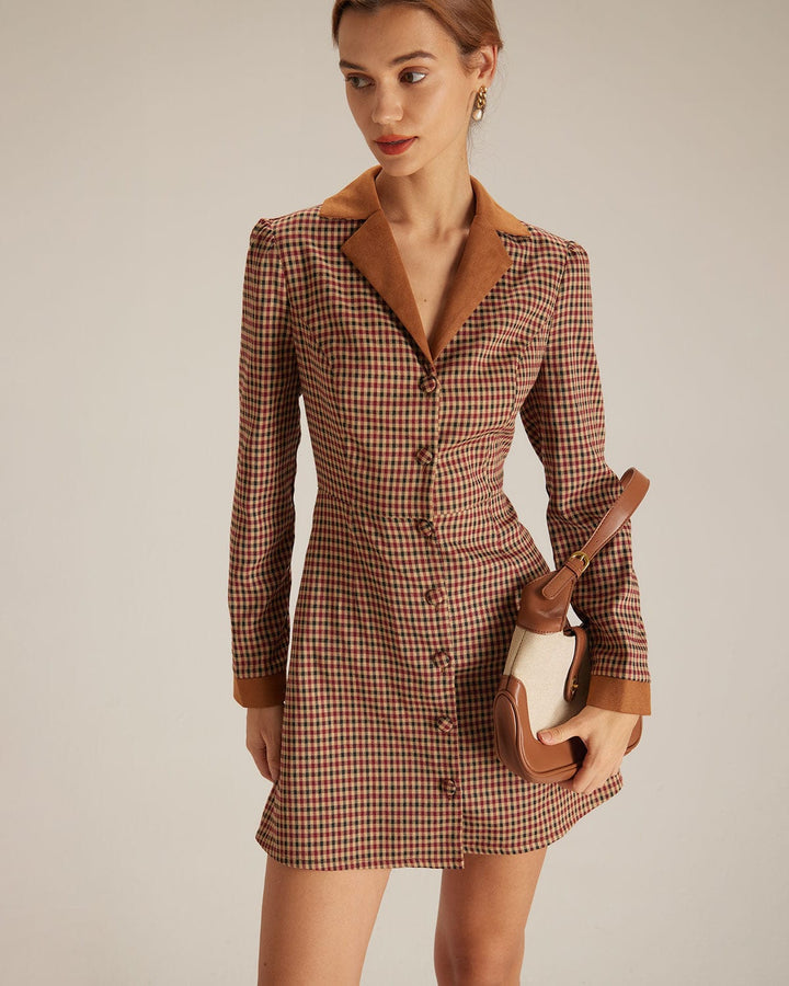 SALE | Mini Suede Plaid Dress with Blended Details