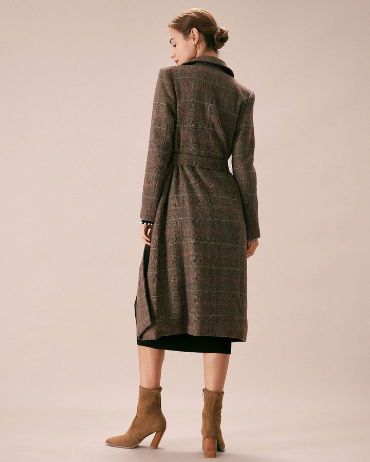 SALE | The Stylish Coffee-Colored Double Breasted Lapel Belted Coat