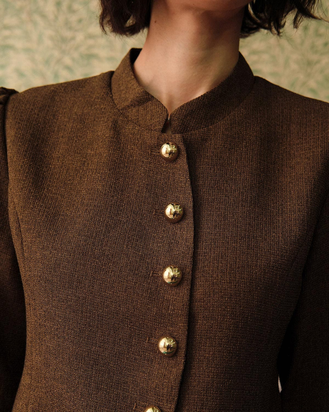 SALE | Retro Solid Tweed Bomber Jacket with Single Button for a Classic and Elegant Style