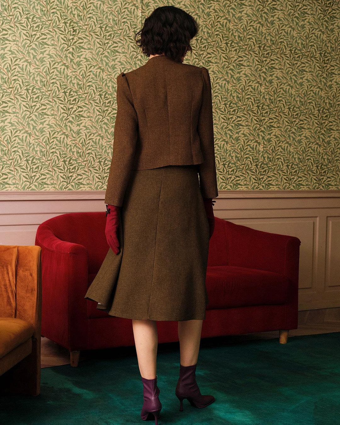 SALE | Retro Solid Tweed Bomber Jacket with Single Button for a Classic and Elegant Style