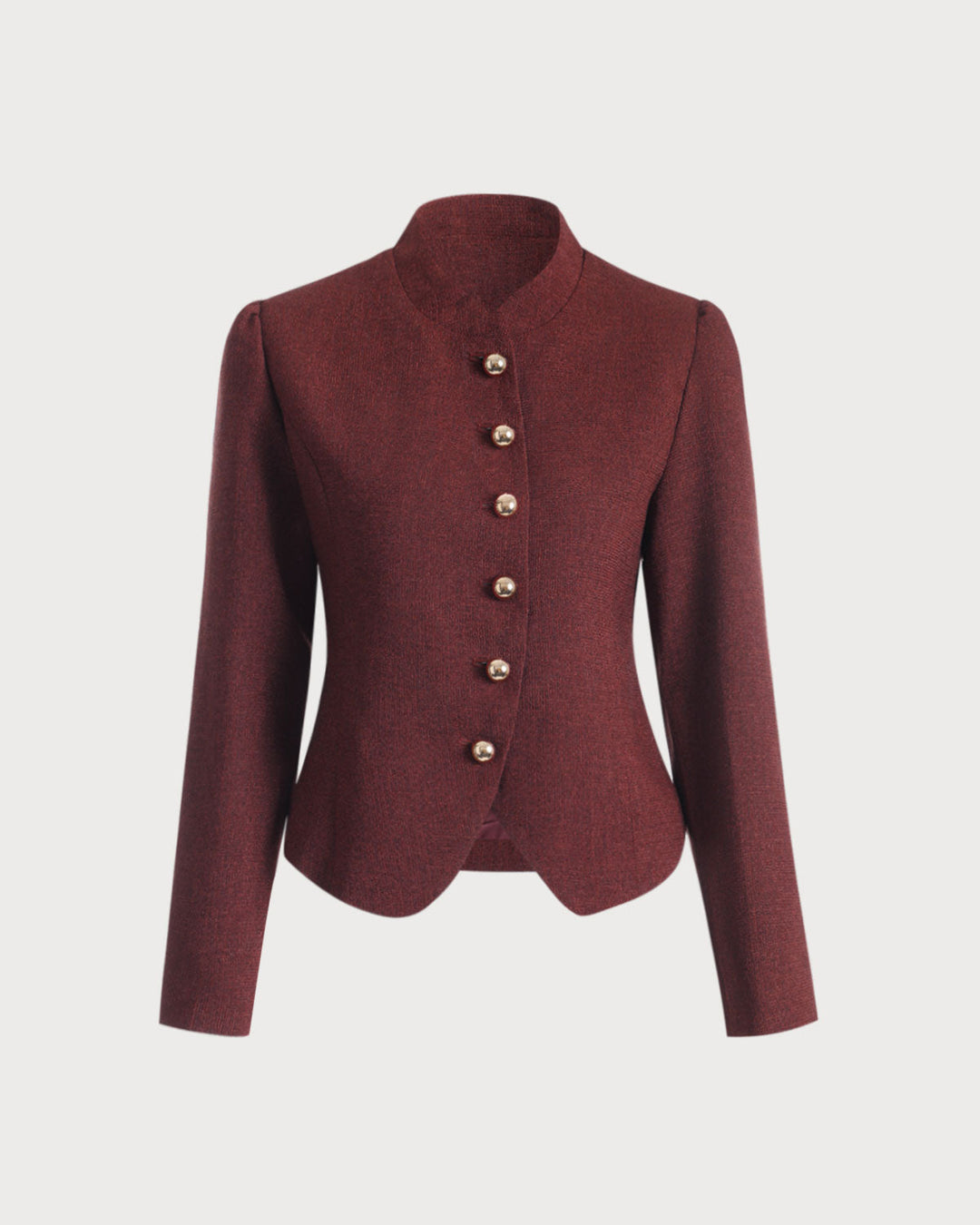 SALE | Elegant Burgundy Single-Breasted Classic Tweed Retro Jacket