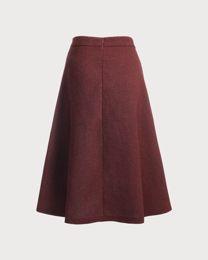 SALE | High-Waisted Tweed Jeans in Burgundy for an Elegant Style