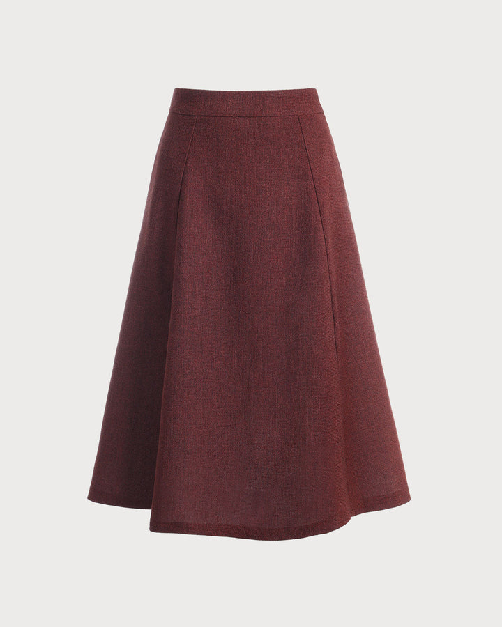 SALE | High-Waisted Tweed Jeans in Burgundy for an Elegant Style