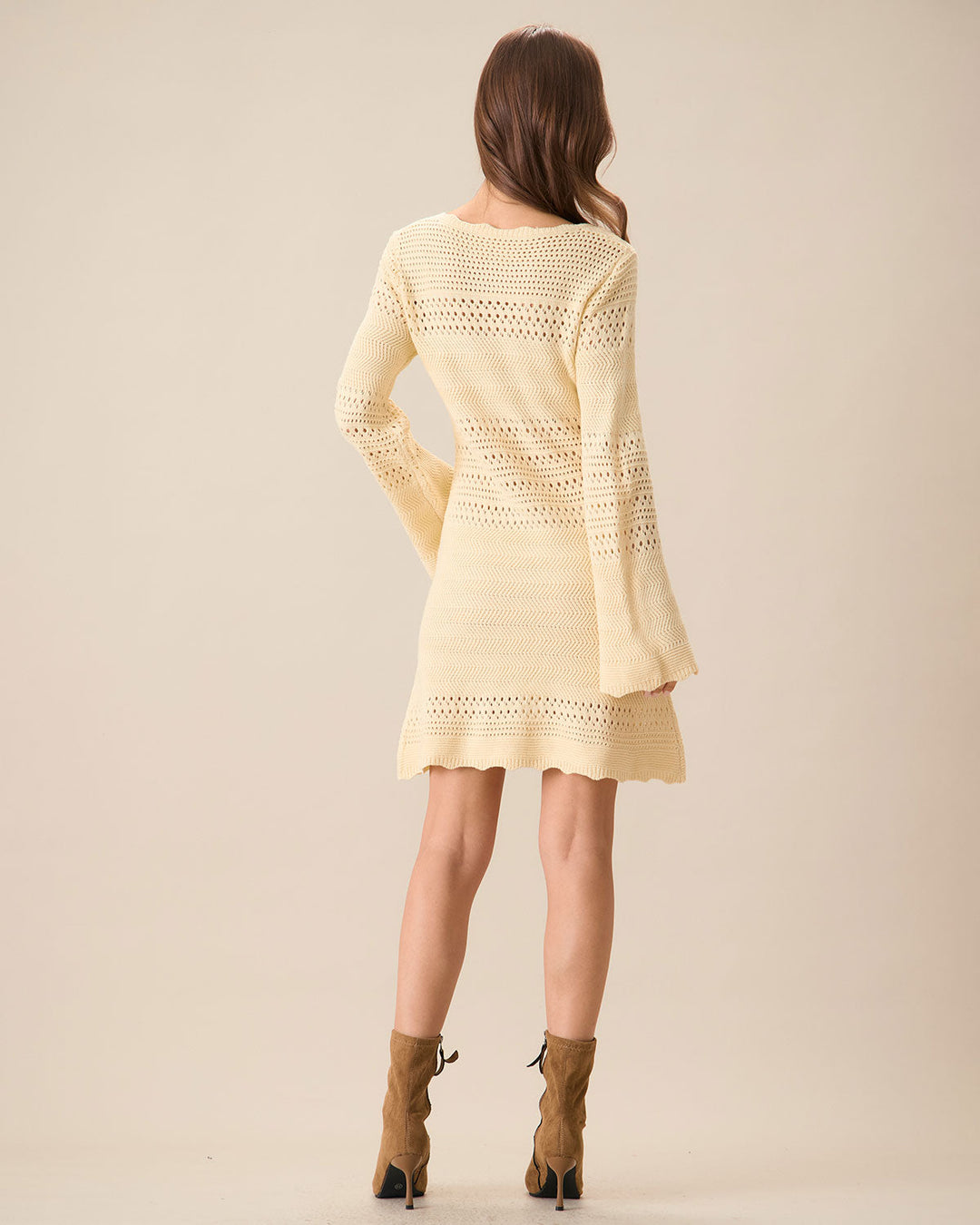 SALE | Chic Women's Apricot Knit Sweater Dress with Stylish Cutouts
