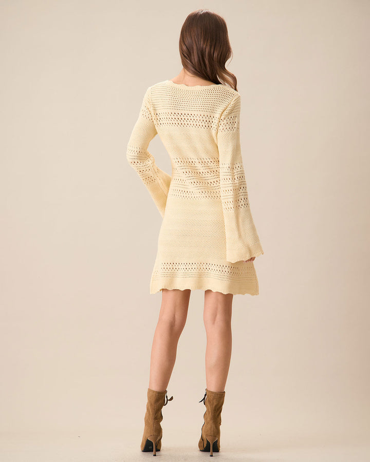 SALE | Chic Women's Apricot Knit Sweater Dress with Stylish Cutouts