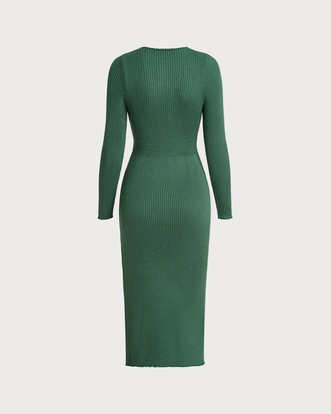 SALE | Elegant Green V-Neck Pullover Dress with Side Slit