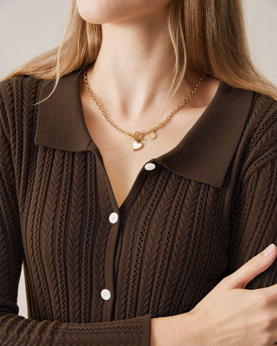 SALE | Coffee Ribbed Knit Slim Cardigan
