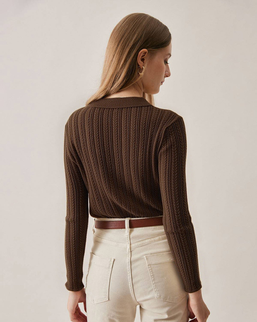 SALE | Coffee Ribbed Knit Slim Cardigan