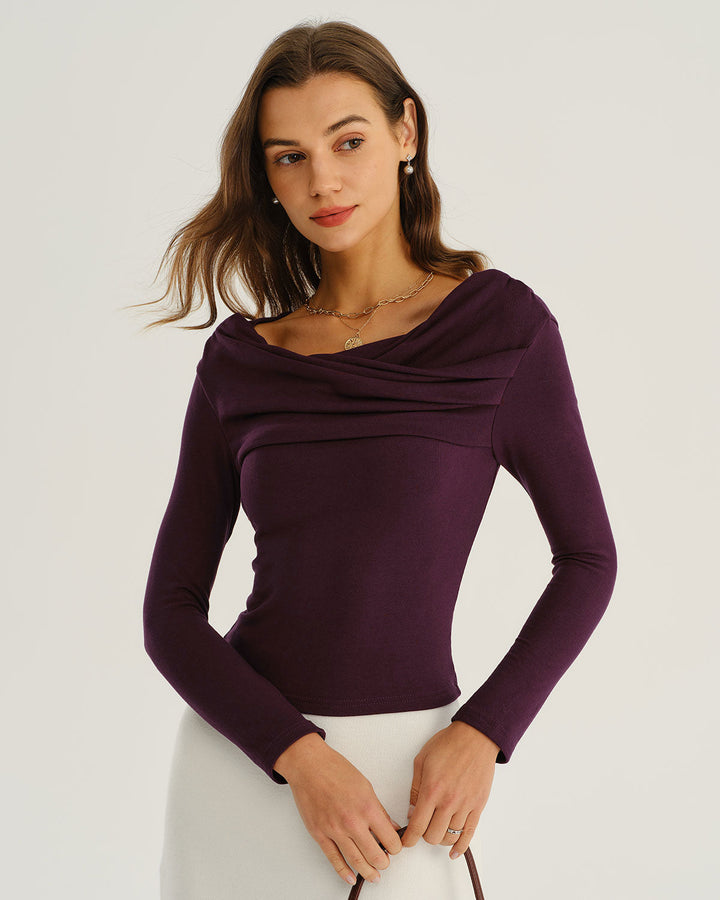 SALE | Purple Asymmetrical Ruched Tee