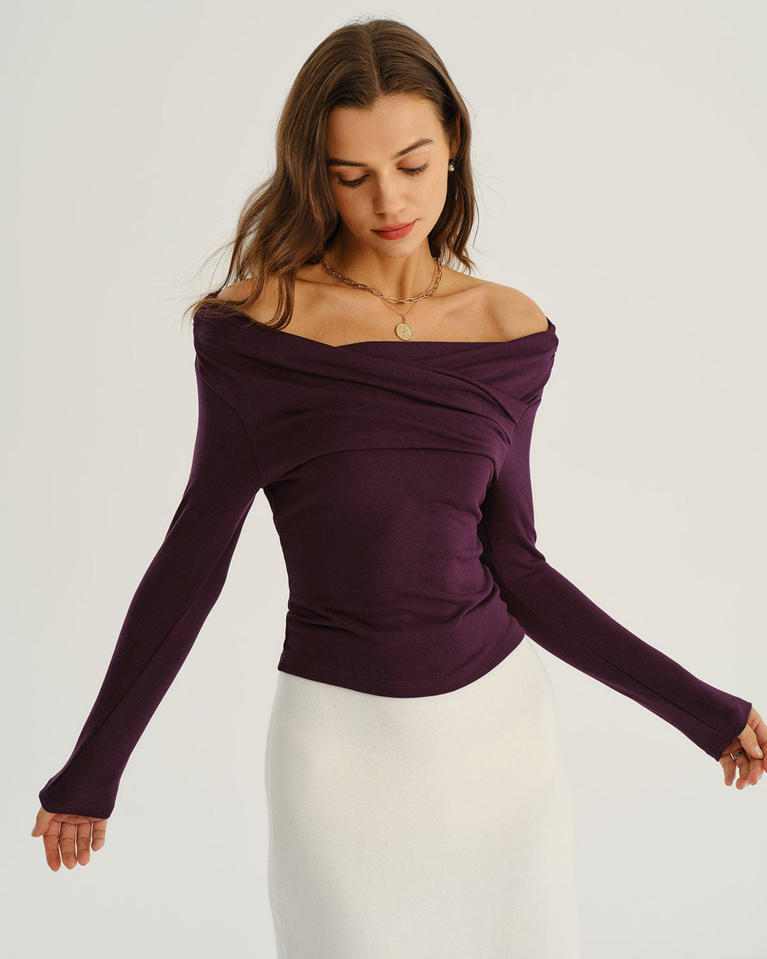 SALE | Purple Asymmetrical Ruched Tee