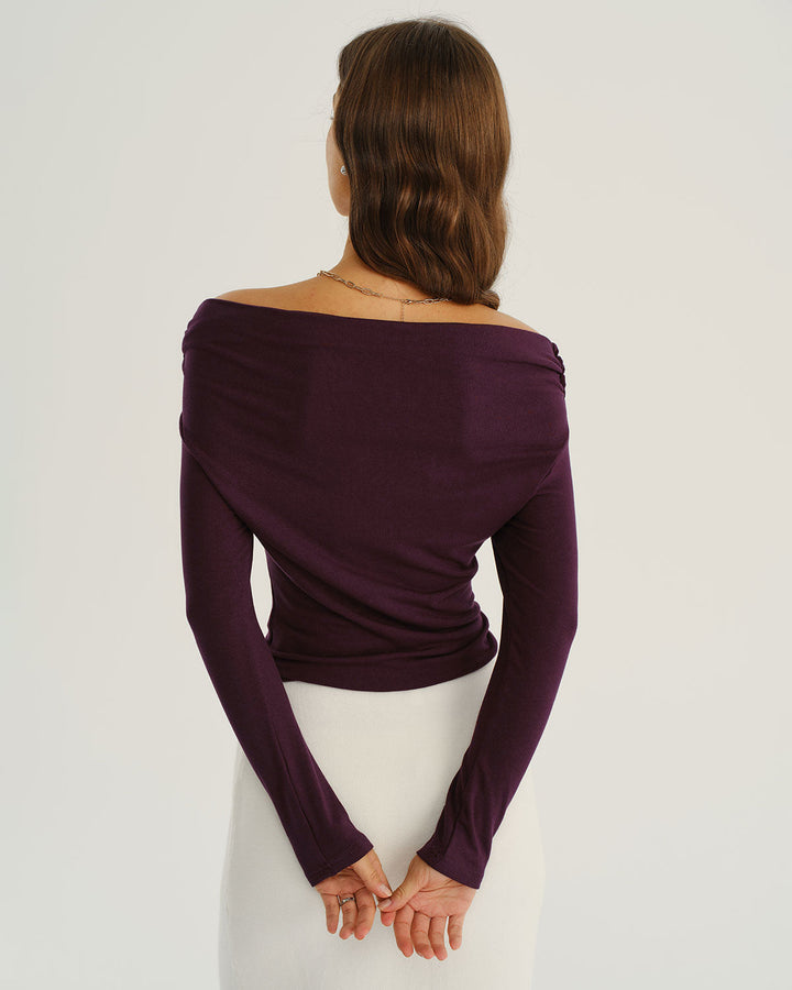 SALE | Purple Asymmetrical Ruched Tee
