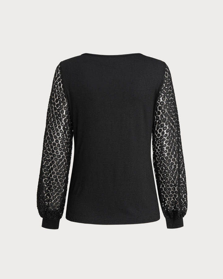 SALE | Black Ruched Lantern Sleeve Blouse