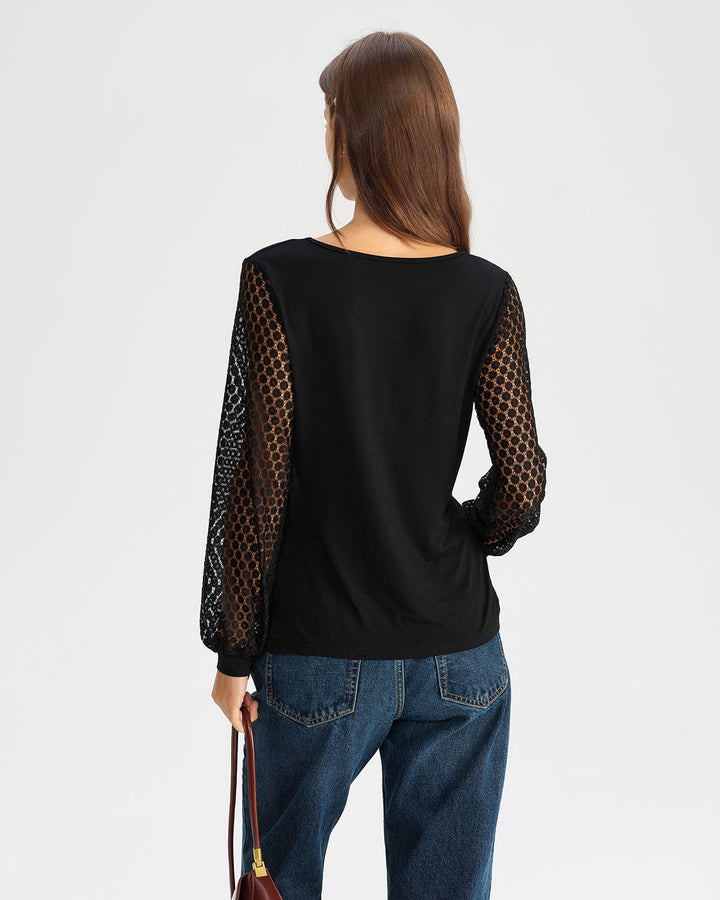 SALE | Black Ruched Lantern Sleeve Blouse