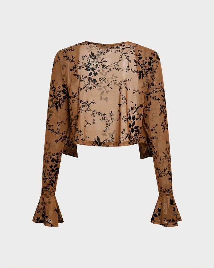 SALE | Brown Floral Two-piece Midi Dress