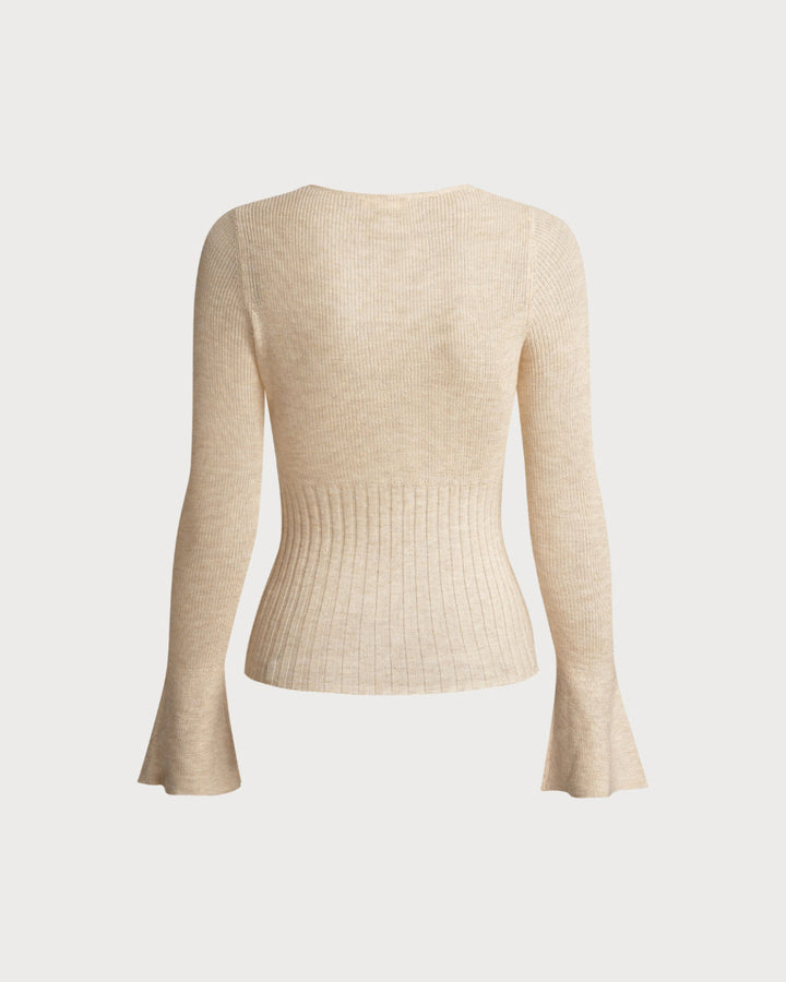 SALE | Apricot Bell Sleeve Ribbed Knit Tee
