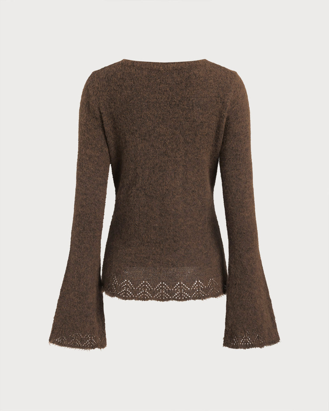 SALE | Brown V Neck Bell Sleeve Sweater