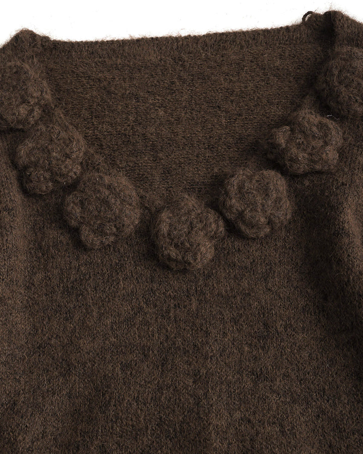 SALE | Brown V Neck Bell Sleeve Sweater