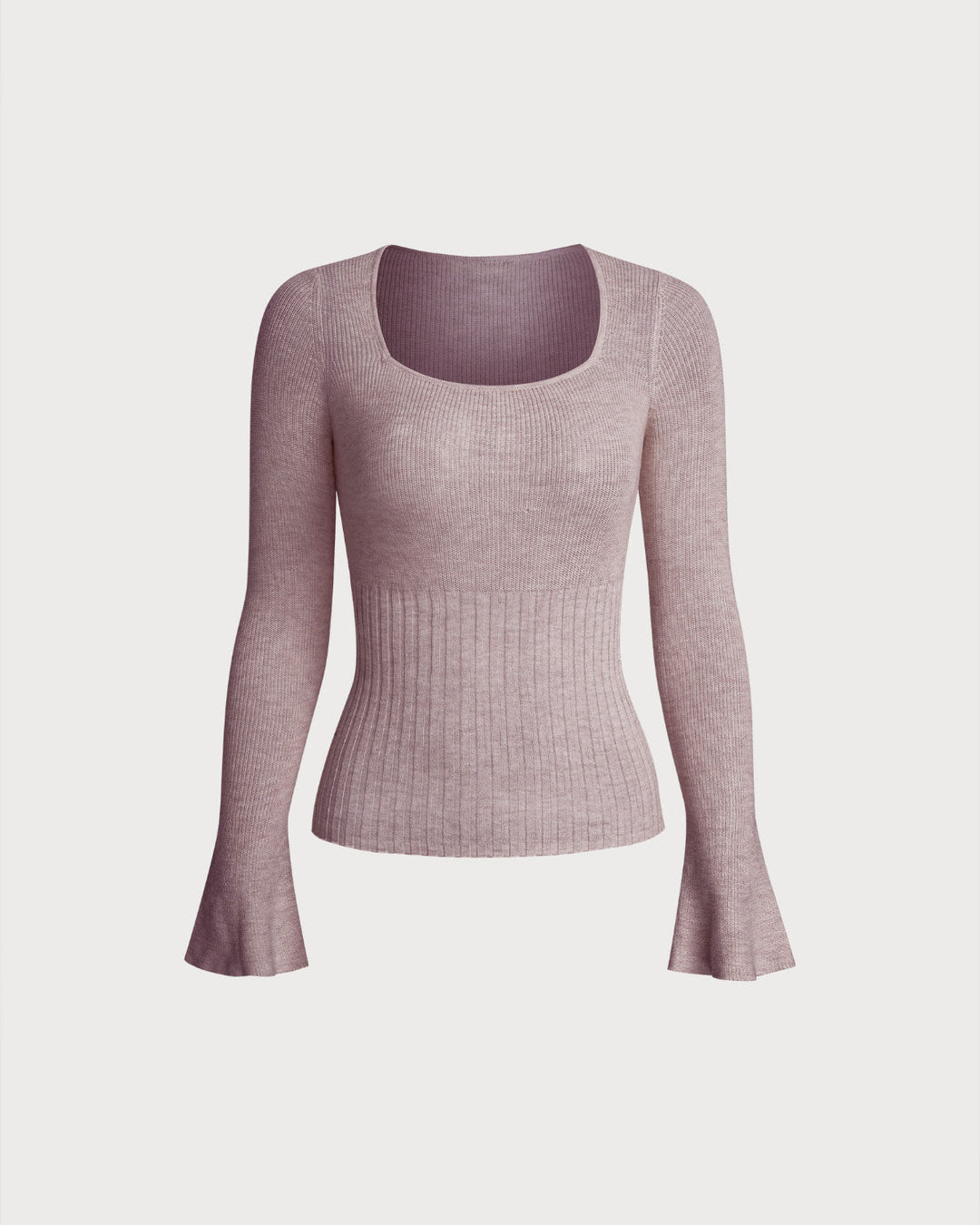 SALE | Purple Ribbed Knit Bell Sleeve Tee