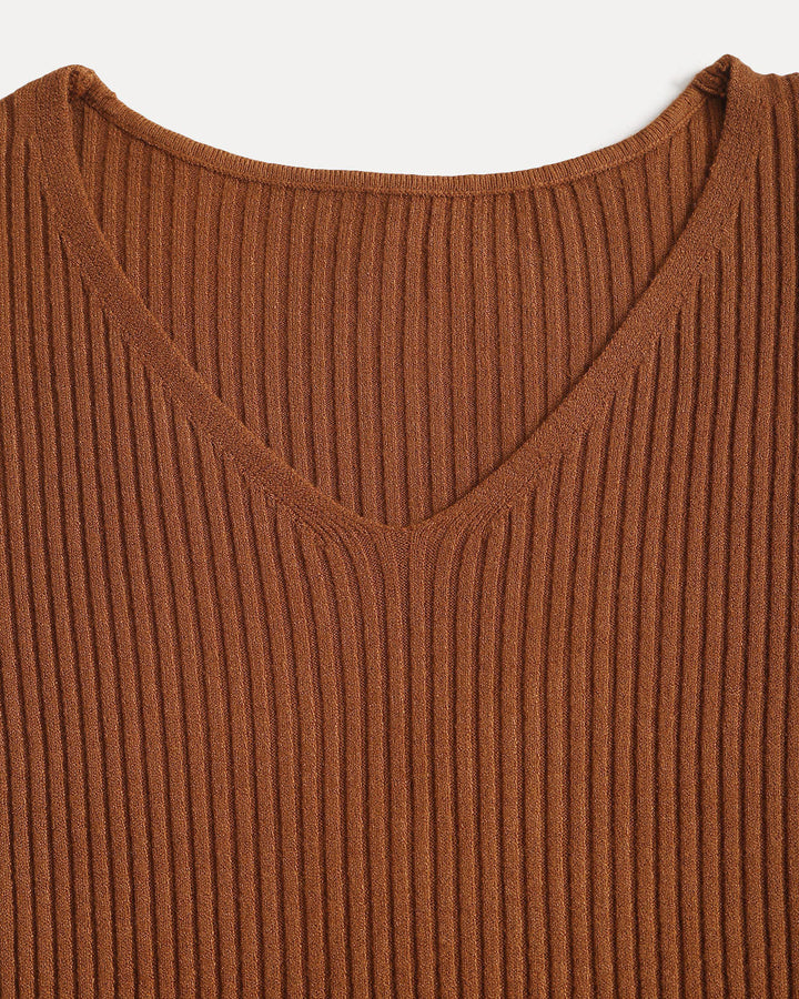 SALE | Caramel A-Line Pleated Sweater Dress