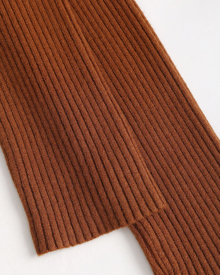 SALE | Caramel A-Line Pleated Sweater Dress