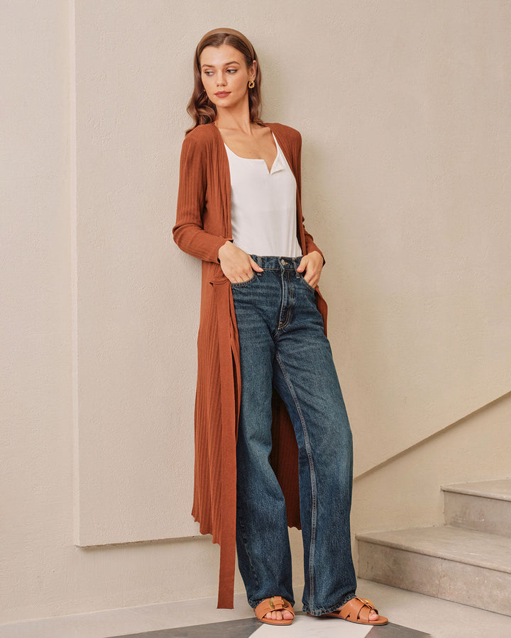 SALE | Caramel Knit Wrap Midi Dress