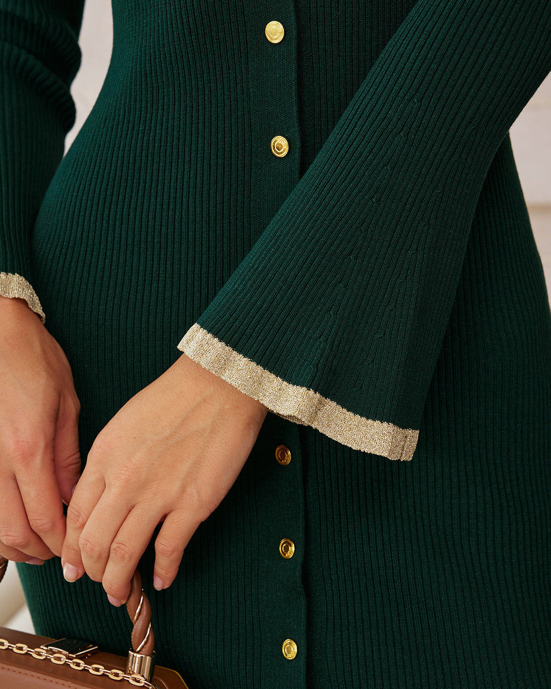 SALE | Green Bodycon Button Sweater Dress