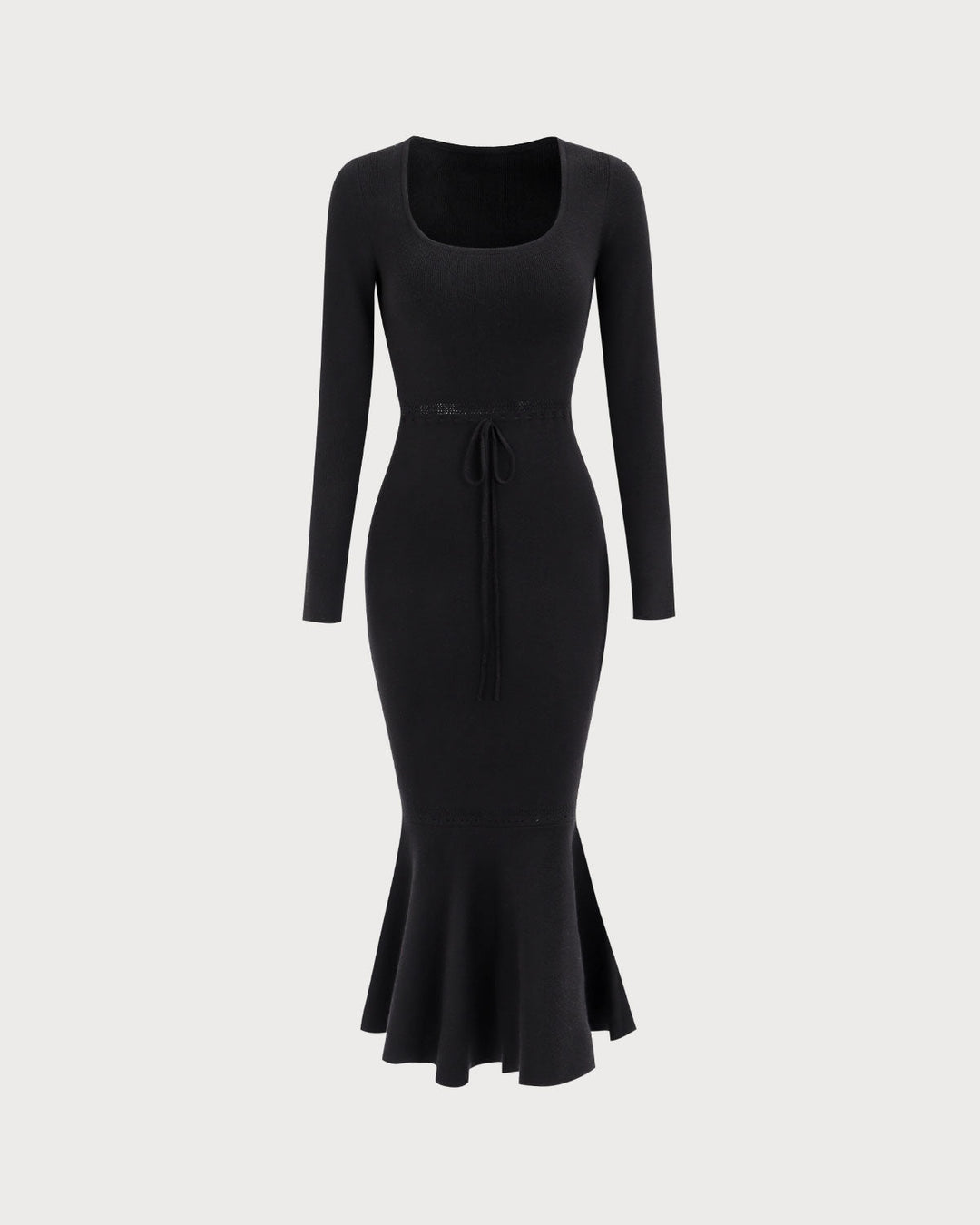SALE | Elegant Women's Black Square Neck Mermaid Maxi Dress