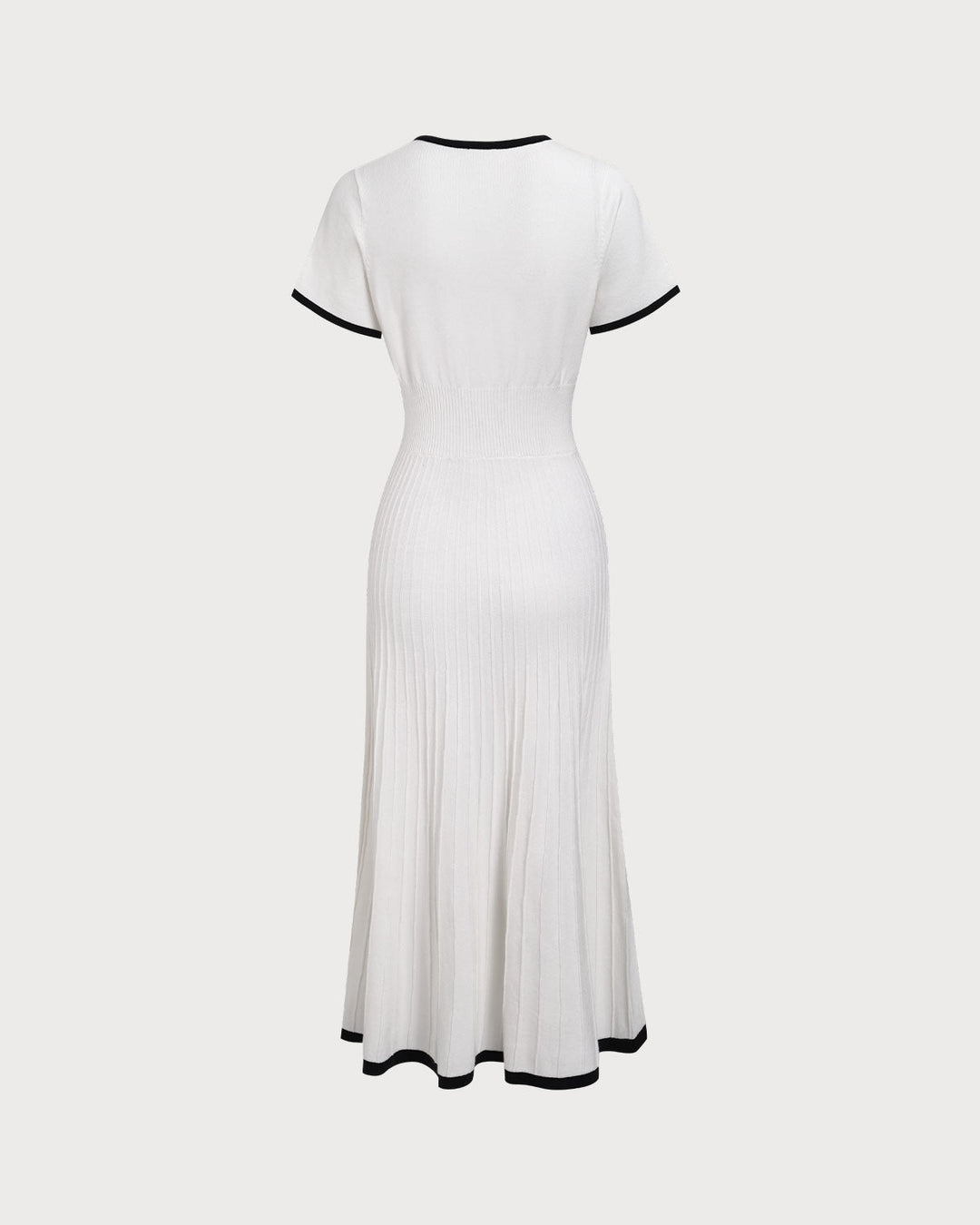 SALE | Elegant White Contrasting Women's Sweater Midi Dress for a Chic and Cozy Look