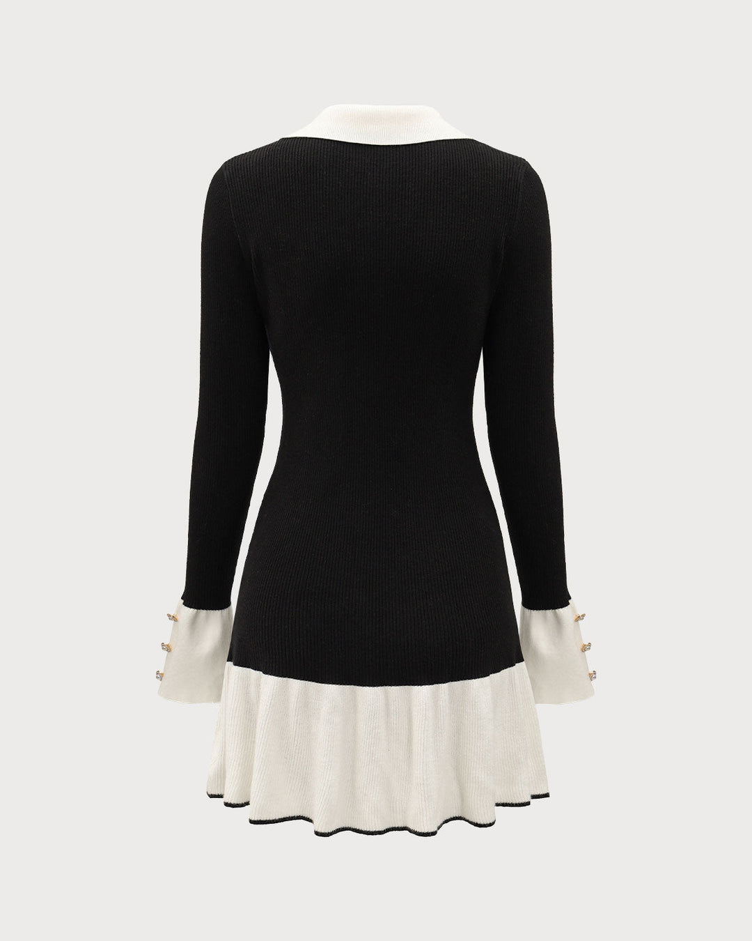 SALE | Black Knit Dress with Contrasting Balloon Sleeves for a Chic and Elegant Look