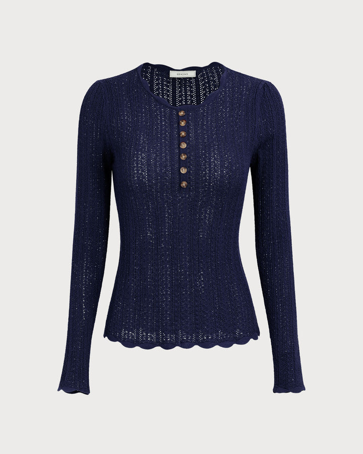 SALE | Blue slim fit round neck sweater