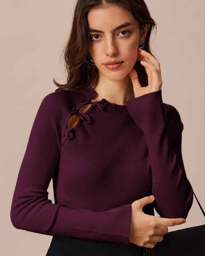 SALE | Purple Bell Sleeve Knit Tee