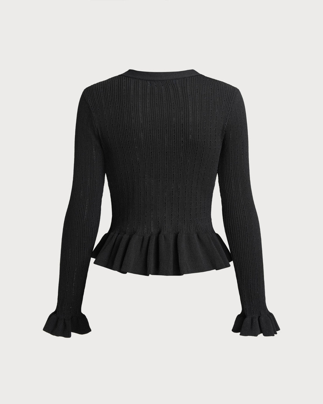 SALE | Black V Neck Bell Sleeve Knit Cardigan