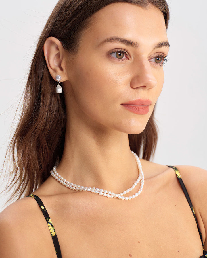 SALE | Silver Pearl Metal Earrings