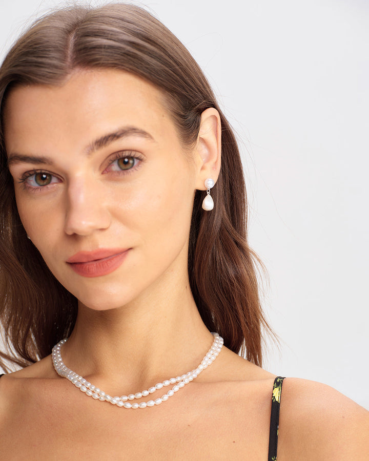 SALE | Silver Pearl Metal Earrings