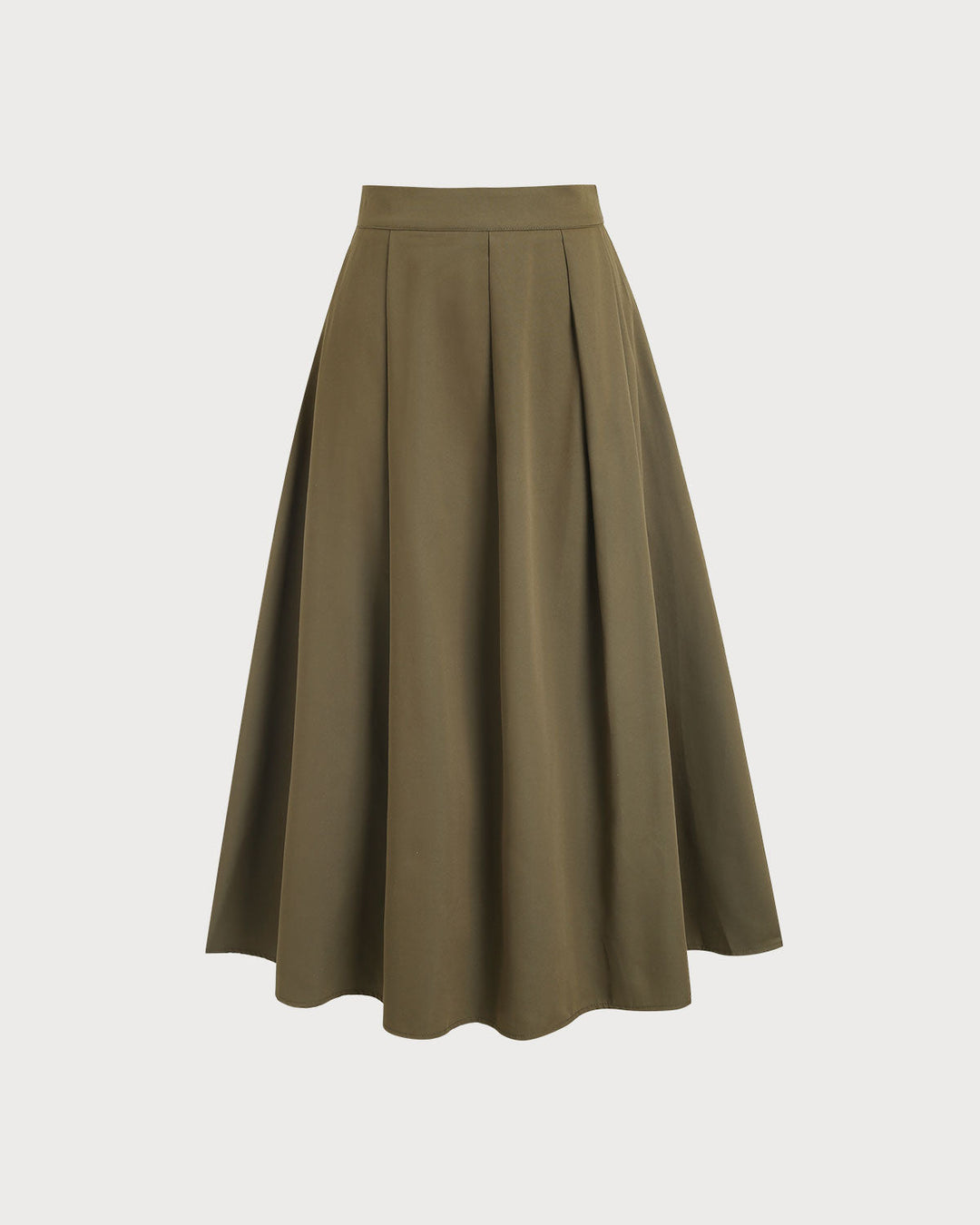 SALE | Army Green Pleated A-Line Midi Skirt