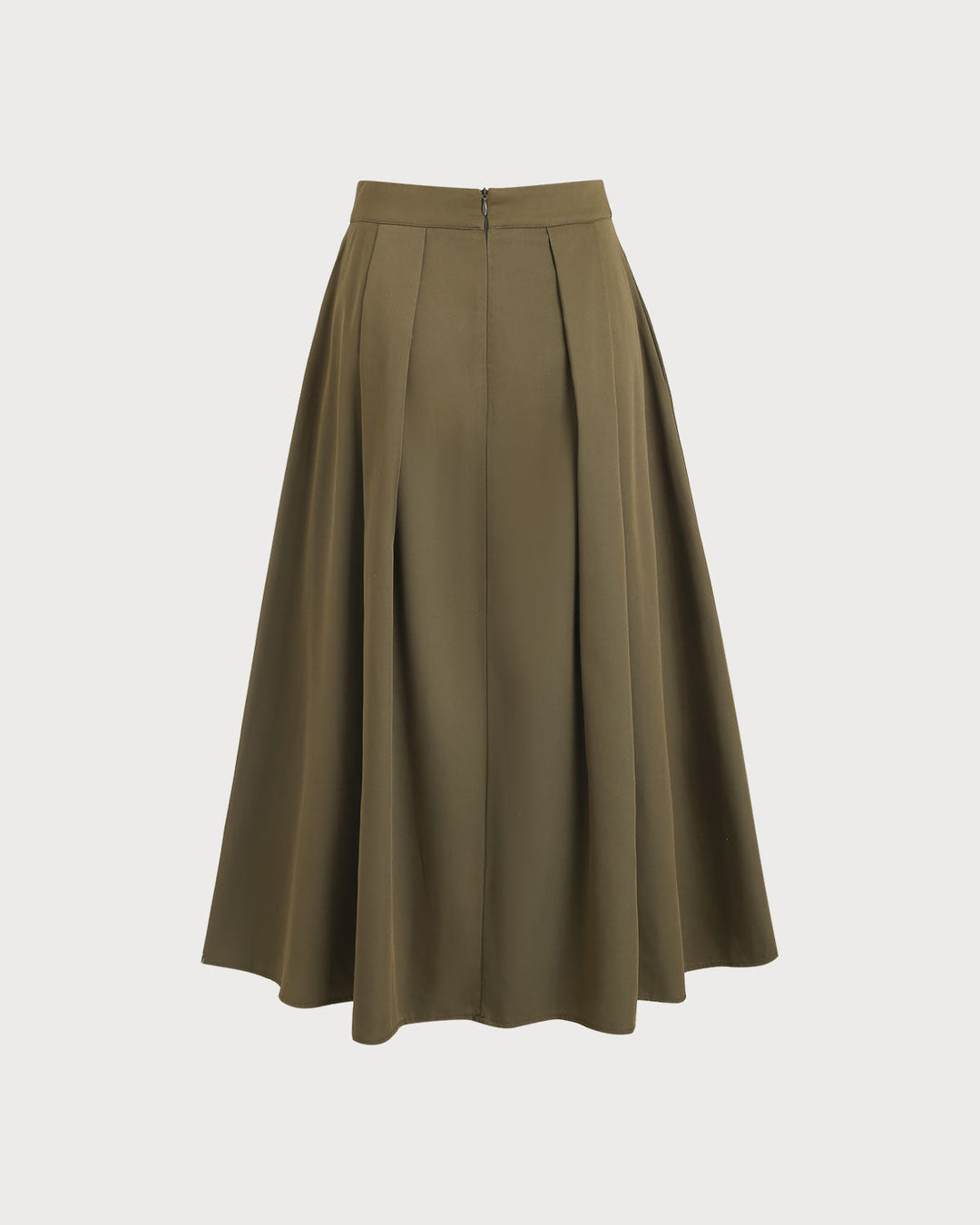 SALE | Army Green Pleated A-Line Midi Skirt