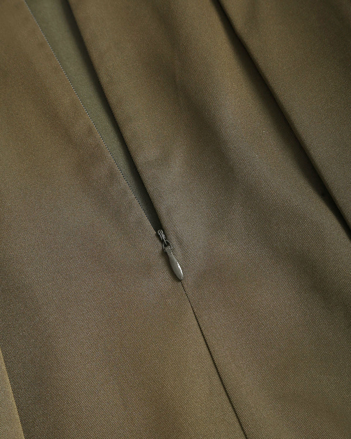 SALE | Army Green Pleated A-Line Midi Skirt