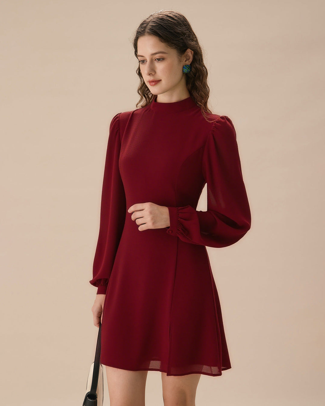 SALE | Red Mock Neck See-Through Mini Dress