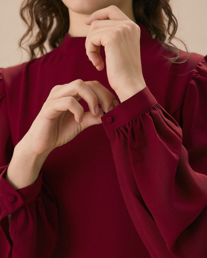 SALE | Red Mock Neck See-Through Mini Dress