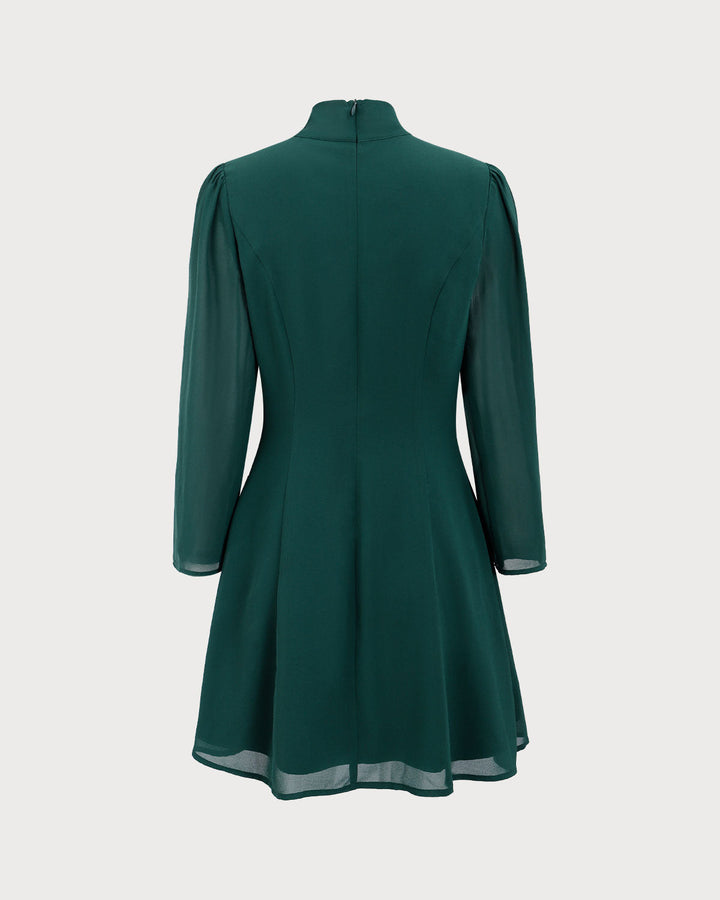 SALE | Short Transparent Dress with Green Bow Tie