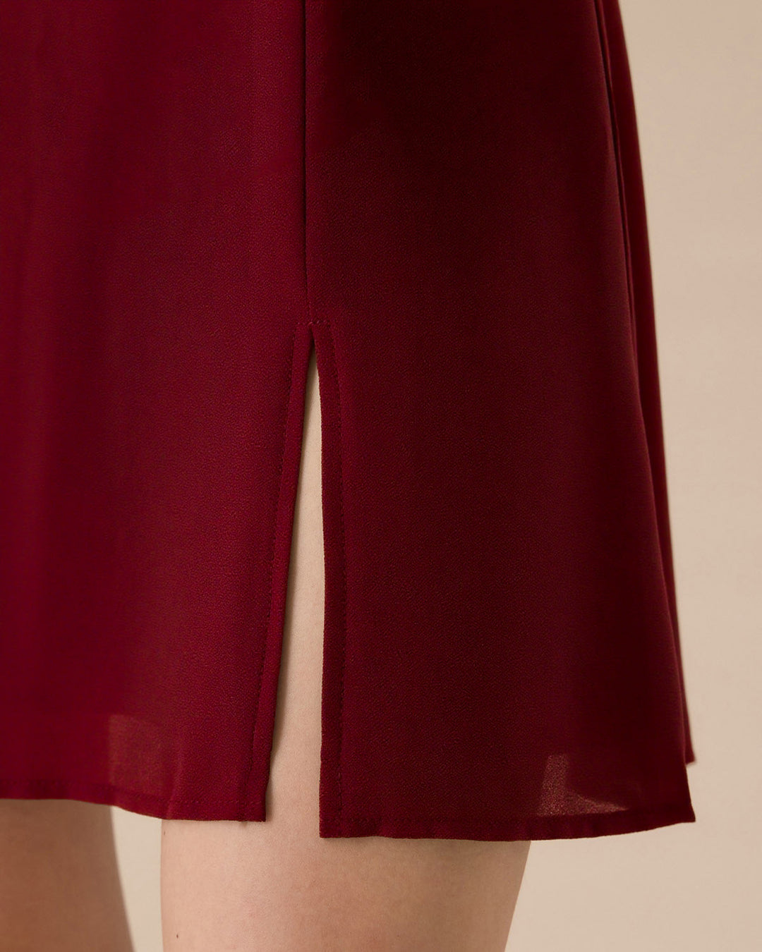SALE | Red Mock Neck See-Through Mini Dress
