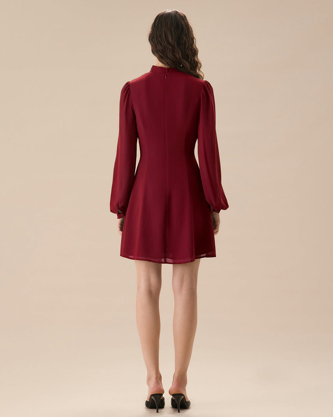 SALE | Red Mock Neck See-Through Mini Dress