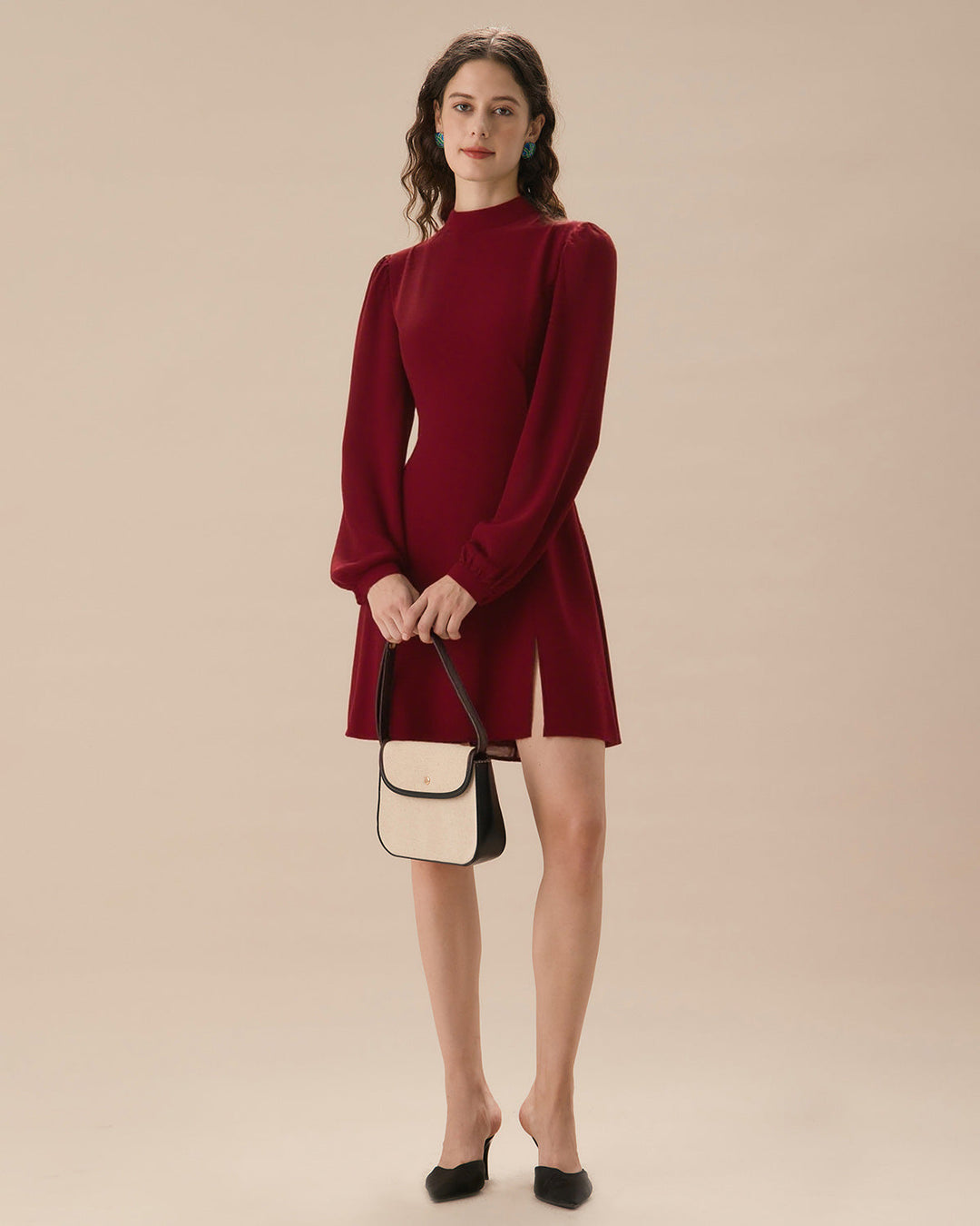 SALE | Red Mock Neck See-Through Mini Dress