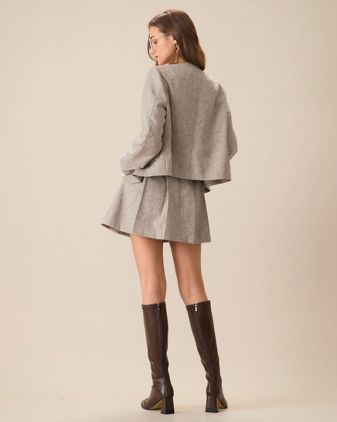 SALE | Elegant khaki jacket with round collar and single buttonhole