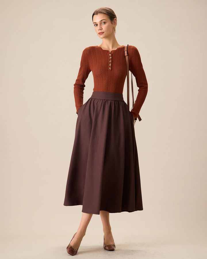 SALE | High-Waisted Pleated Midi Skirt for Women - Elegance and Style for Everyday