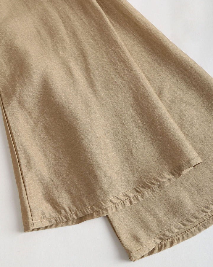 SALE | Chic Khaki V-Neck Bell Sleeve Blouse for a Stylish Look