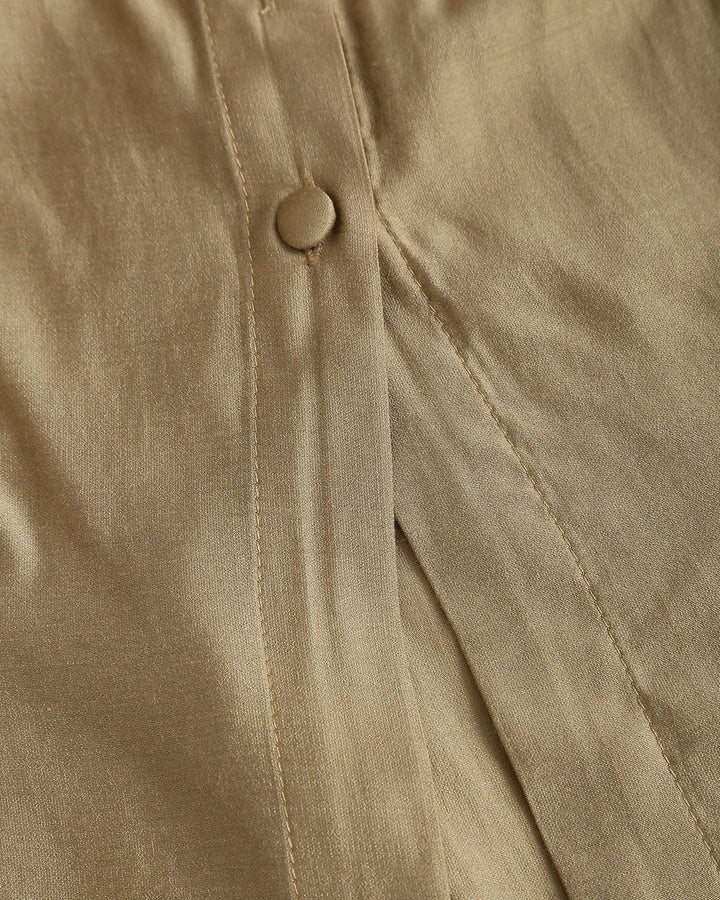 SALE | Chic Khaki V-Neck Bell Sleeve Blouse for a Stylish Look