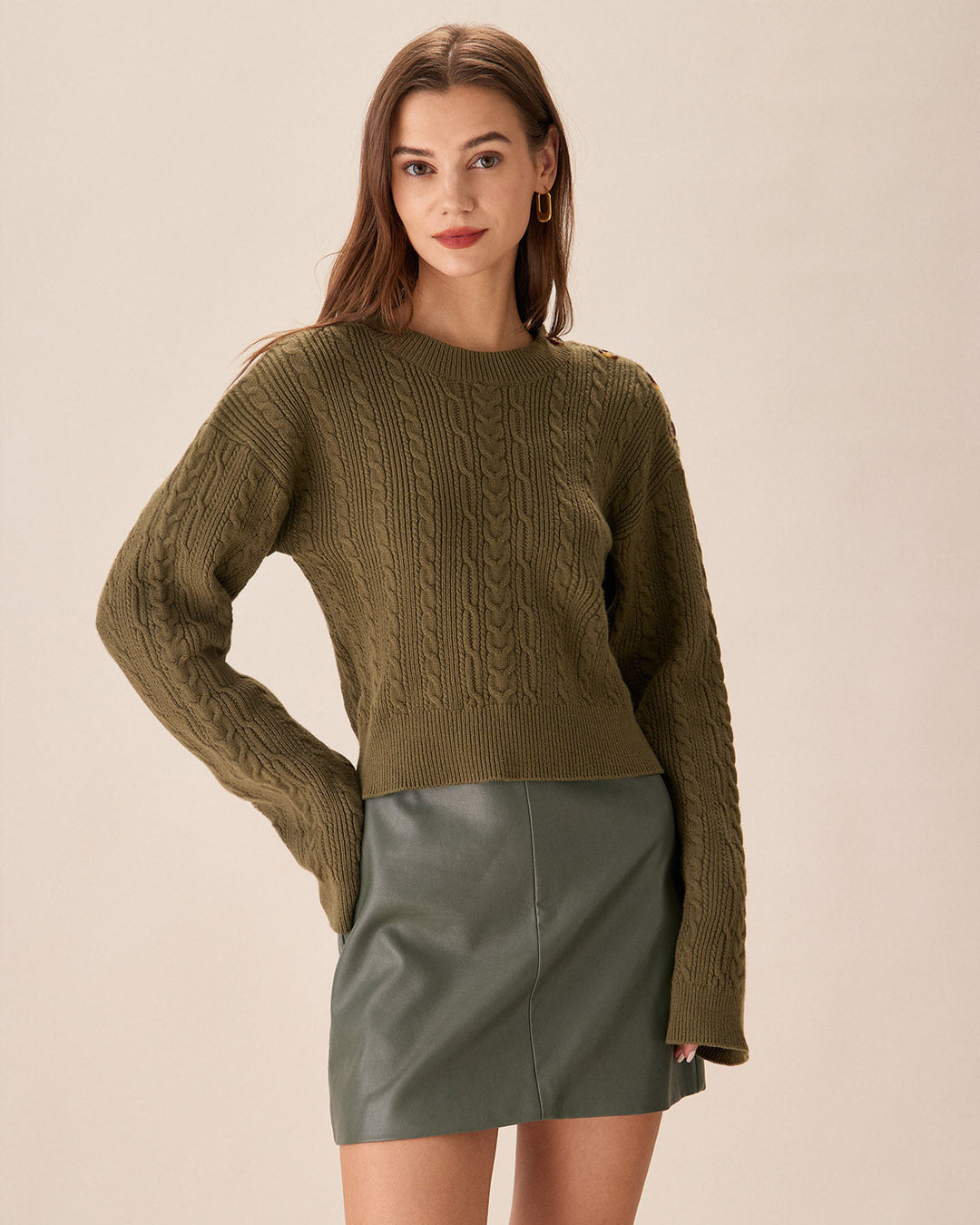 SALE | Elegant High-Waisted Green Faux Leather Mini Skirt