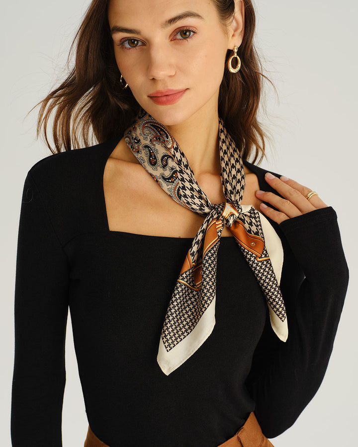 SALE | Brown Floral Satin Scarf